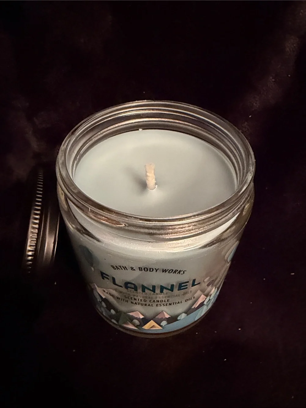 Bath & Body Works Flannel Candle - Light Blue & Teal Accents